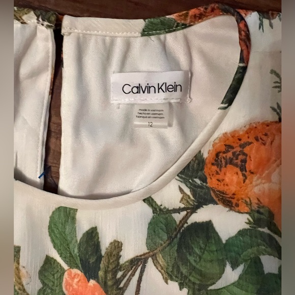Calvin Klein Women's Trapeze Dress Floral Sleeveless Chiffon Lined Size 12 - Picture 3 of 3